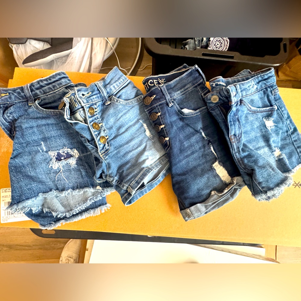 Justice, Cat & Jack Blue Denim Shorts lot (all 4 pair)